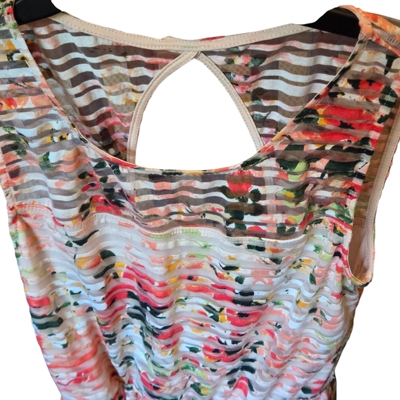 Trixxi Multicolored Halter Sundress Mini Semi Sheer Overlay Fit & Flare Junior 3 - Picture 3 of 14